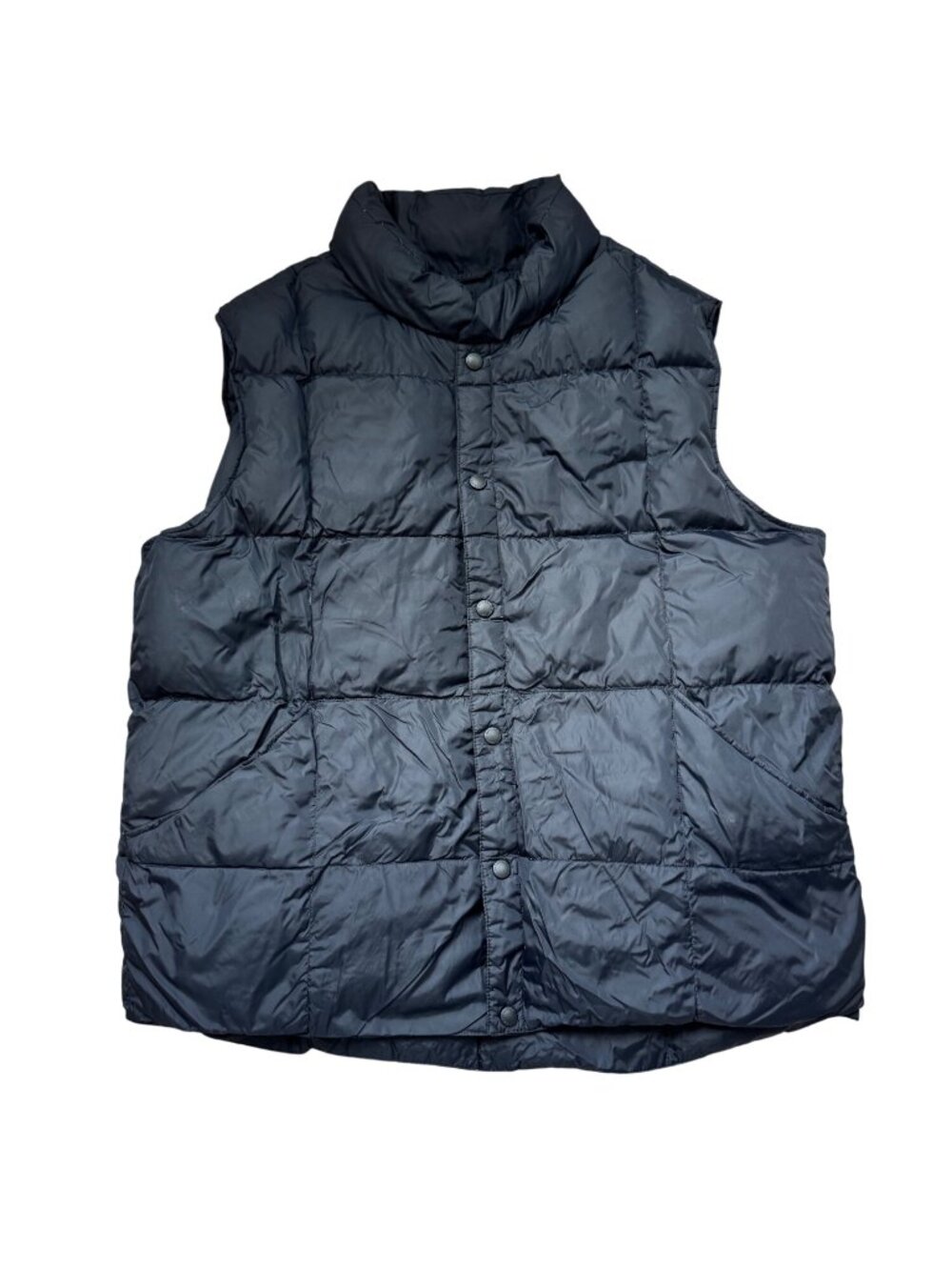 Lands End Black Puffer Vest Mens L 42-44 Nylon Down Feather Insulation